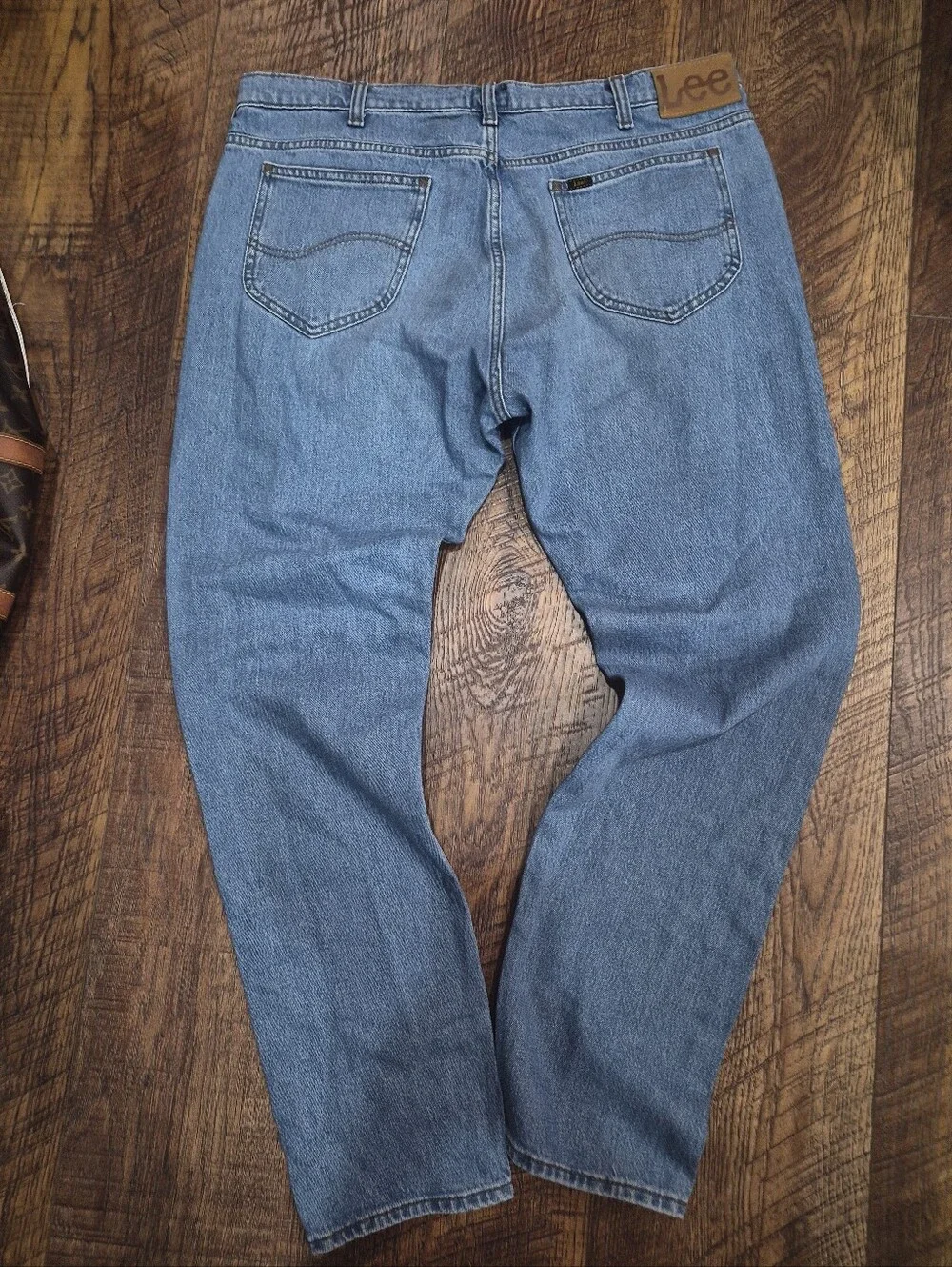 Men's Lee Rider Slim Fit Jeans Denim Worker Light Blue Wash Size 38 X 32